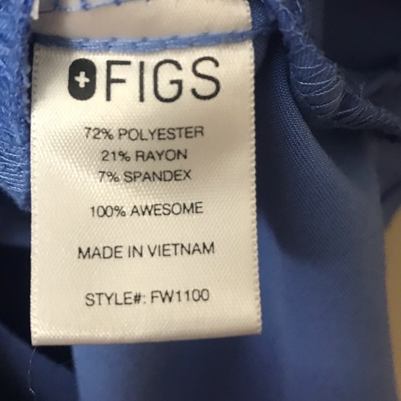 Figs Technical Womens Light Blue Scrub Two Pocket Style Top Size Small - Picture 10 of 12
